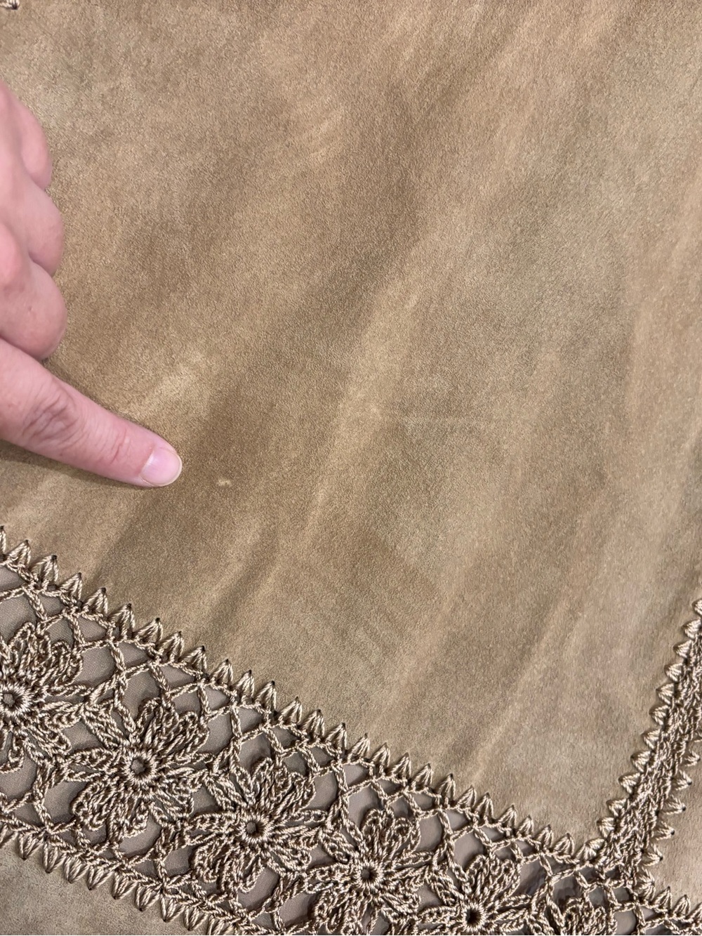 100% Leather Suede Long Skirt Small Tan Neutral Natural Fiber - Picture 5 of 7